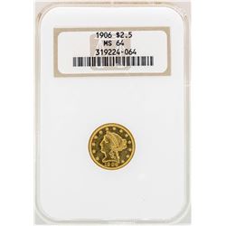 1906 $2 1/2 Liberty Head Quarter Eagle Gold Coin NGC MS64