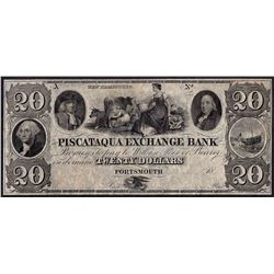 1800's $20 Piscataqua Exchange Bank Obsolete Note