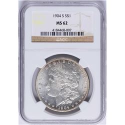 1904-S $1 Morgan Silver Dollar Coin NGC MS62