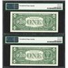 Image 2 : Lot of (2) Consecutive 1957A $1 Silver Certificate Notes PMG Superb Gem Unc 67EP