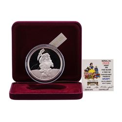 1987 Rarities Mint Walt Disney Snow White Grumpy 5oz .999 Silver Coin w/Box & CO