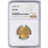Image 1 : 1914 $5 Indian Head Half Eagle Gold Coin NGC AU58