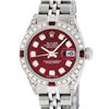 Image 1 : Rolex Ladies Stainless Steel Diamond Lugs & Ruby Datejust Wristwatch