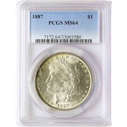 1887 $1 Morgan Silver Dollar Coin PCGS MS64