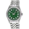 Image 2 : Rolex Men's Stainless Steel Green String Diamond 36MM Datejust Wristwatch