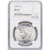 Image 1 : 1928 $1 Peace Silver Dollar Coin NGC MS62