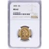 Image 1 : 1893 $5 Liberty Head Half Eagle Gold Coin NGC MS62