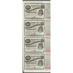 Uncut Sheet of (4) State of Louisiana Baby Bond Obsolete Notes