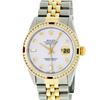 Image 2 : Rolex Mens Two Tone 14K MOP Ruby Diamond Channel Set Datejust Watch