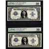 Image 1 : Lot of (2) Consecutive 1923 $1 Silver Certificate Notes Fr.237 PMG About Uncircu