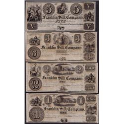 Lot of 1800's $1/2/3/5 Franklin Silk Company Obsolete Notes