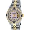 Image 1 : Rolex Ladies Two Tone 14K Pink MOP Diamond & Sapphire String Datejust Watch