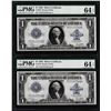 Image 1 : (2) Consecutive 1923 $1 Silver Certificate Note Fr.238 PMG Choice Uncirculated 6