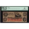 Image 1 : 1860's $3 State of Missouri Defence Bond Obsolete Note PCGS New 62 Apparent