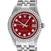 Image 1 : Rolex Men's Stainless Steel Red String Diamond 36MM Datejust Wristwatch