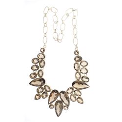 Vintage Silver Smoky Quartz large Necklace