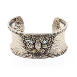 Sterling Silver & 14K Gold Vintage Multi Gem Stone