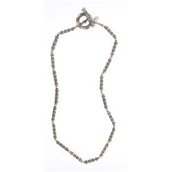 Vintage Sterling Silver & 14K Gold  Barrel Beads