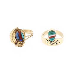 Vintage 14K Gold Southwest Multi Stone Rings
