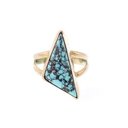 Vintage 14K Gold Spider Web Turquoise Ring