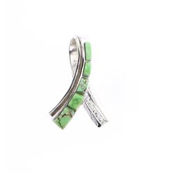 Vintage Polished Carrico Lake Turquoise & Diamonds