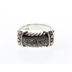 Vintage Sterling Silver & 18K Gold Ring