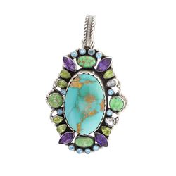 Vintage Turquoise & Multi Gem Stone Pendant