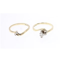 Vintage 14K Gold & Moissanite Rings Set