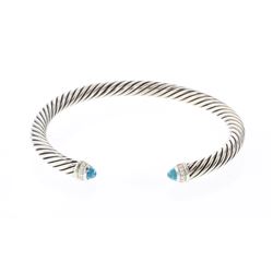 David Yurman Sterling Silver Diamonds & Blue Topaz