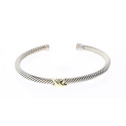 David Yurman Sterling Silver & 18K Gold Cable Bracelet