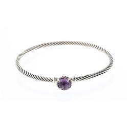 David Yurman Sterling Silver Amethyst Cable Bracelet