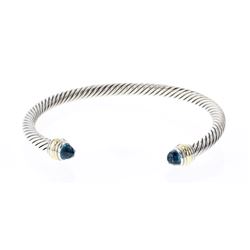 David Yurman Sterling Silver & 14K Gold Blue Topaz