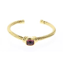 David Yurman Solid 18K Gold Garnet Classic Cable