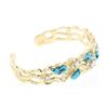 Image 2 : Vintage 14K Gold over 2ct Diamonds & Turquoise