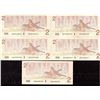 Image 2 : Lot of 5 1986 Bank of Canada $2 notes