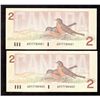 Image 2 : Lot of 2 1986 Bank of Canada Consecutive $2's