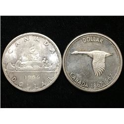 1966 & 1967 Canada $1 Silver Dollar