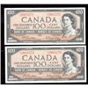 Image 1 : Lot of 2x 1954 $100 Bank of Canada Semi-Consecutive VF-EF