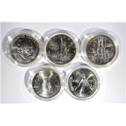 5 UNC SILVER DOLLARS