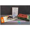 Image 1 : 2 Vintage Books, LED Candle Wall Hanging, Mig-25 Model Airplane Kit, Vintage Polish Floral Linen