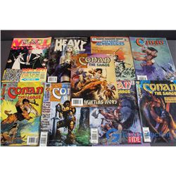 Lot of Assorted Magazines - Conan Saga, Conan The Savage (#1,3,7,8,9), Bizarre Adventures (#26), Mad