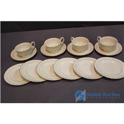 China - 4 Cups & Saucers and 6 Dessert Plates