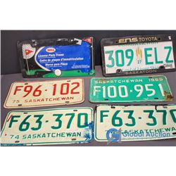 Lot of 5 SK License Plates & 1 License Plate Frame ('69, '74 & '75