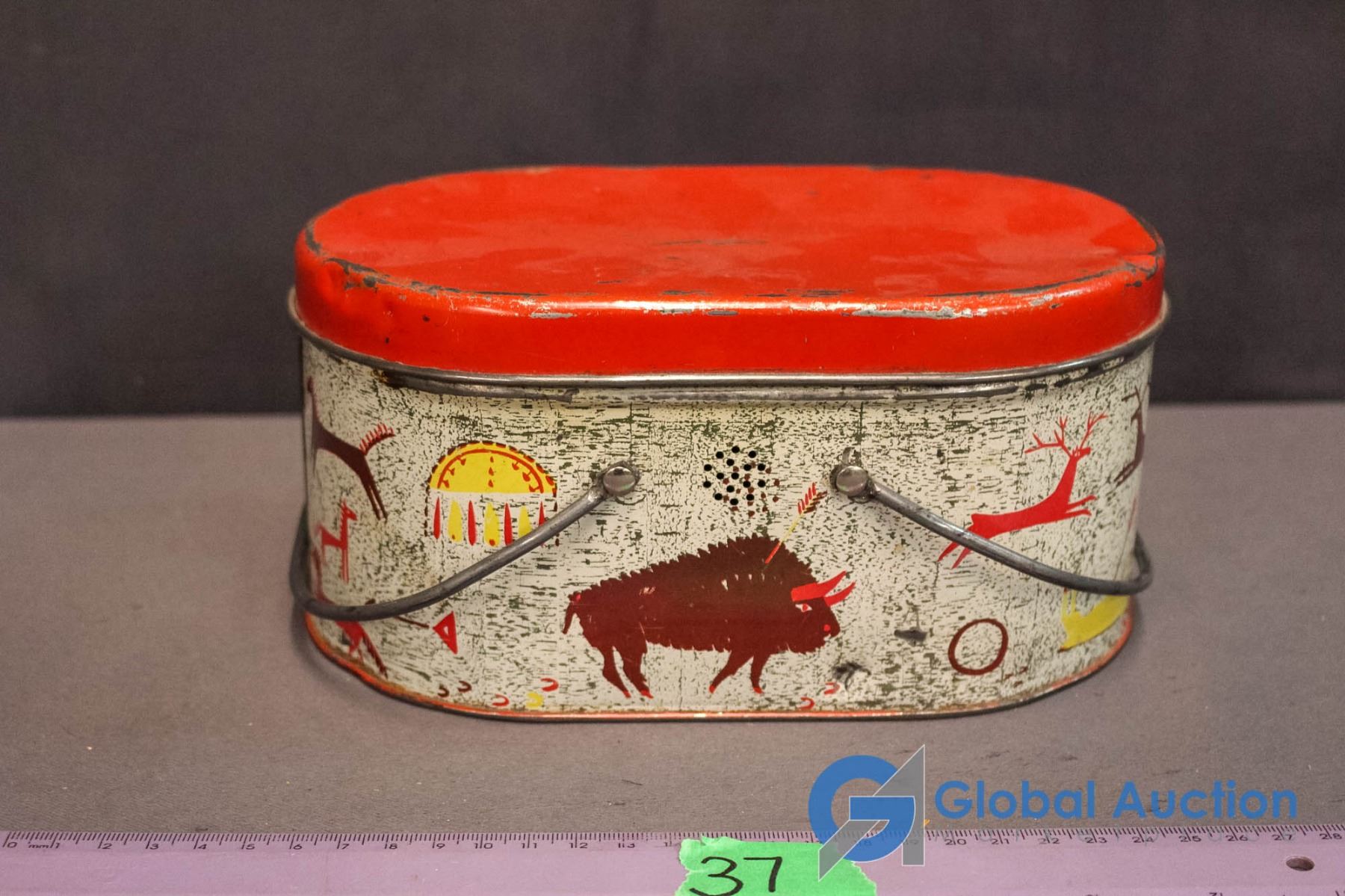 Vintage Indian Bow & Arrow Tin, Stainless Steel KloseKlips, Antique