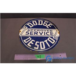Vintage Porcelain Dodge Desoto Service Sign - Approx 12" Wide