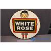Image 1 : Vintage White Rose Round Porcelain Sign - Approx 24" Wide
