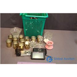 Candle Holders, Magelen GPS, Sony Cyber Shot and Misc Cords and Electronics