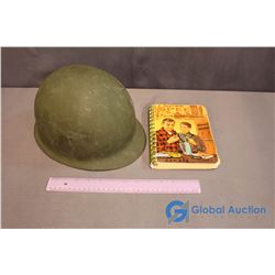 Vintage Military Helmet and 1966 Speer Manual for Reloading Ammunition