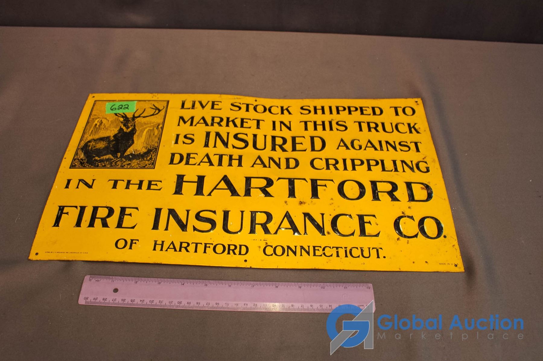 Metal Hartford Fire Insurance Company Sign