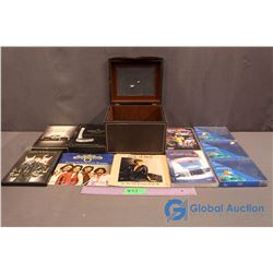 Lot of DVD's, CD Cases, Leather Storage Box, Anne Murray & Oak Ridge Boys Records
